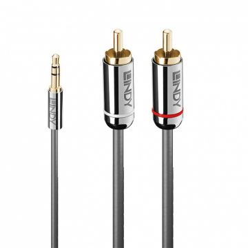 Cablu audio jack 3.5mm la 2 x RCA 0.5m T-T Antracit Cromo Line, Lindy L35332