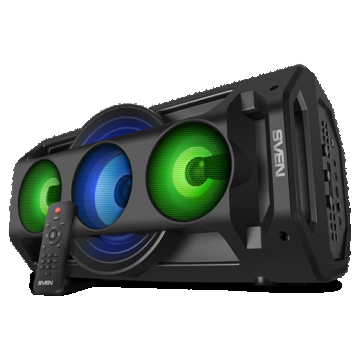 Sistem audio portabil SVEN PS-680, 2x32.5W, TWS, radio FM, AUX, USB/SD-card, telecomanda (Negru)