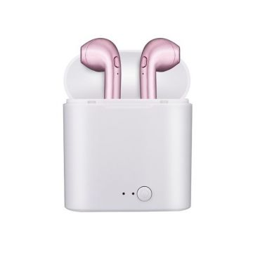 Casti Audio Wireless Techstar® i7S, Bluetooth, Rose, Tip in-ear, pentru IOS si Android