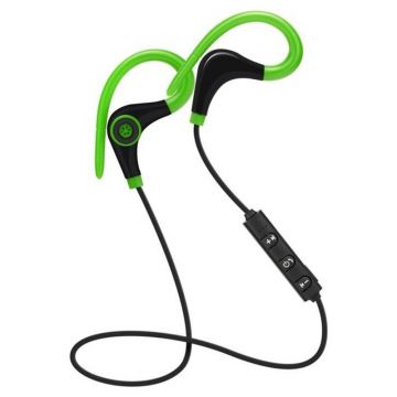 Resigilat Casti Wireless Techstar® BT200, Bluetooth 4.1 ,HD Audio, Rezistente la Transpiratie, Comenzi pe Fir, Verde