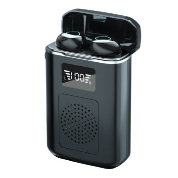 Casti Audio 3 In 1 Techstar® M6 TWS, In ear, Bluetooth, Baterie Externa Pentru Telefon, Afisaj Digital, 4000mAh, Control Prin Atingere, Functie Lanterna si Difuzor Hi-Fi Stereo, Negru