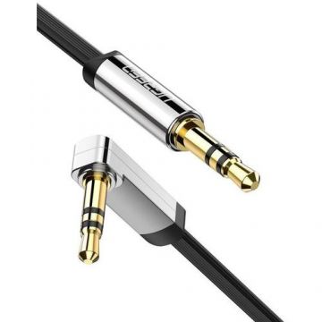 Cablu Audio Ugreen AV119 Angled Flat Jack 3.5mm 0.5m (Negru)