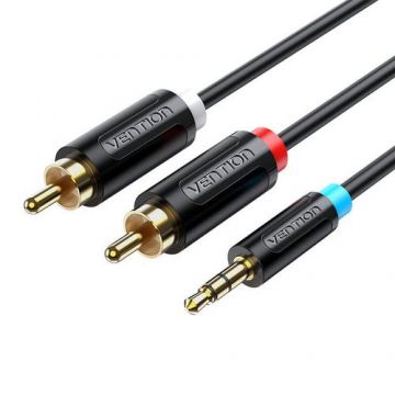 Cablu audio Vention BCLBG, 3,5 mm tata la 2x RCA tata 1,5 m (Negru)