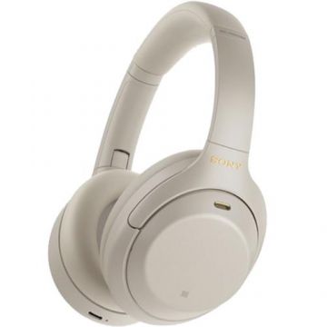 Casti Stereo Wireless Sony WH-1000XM4, Noise canceling, Bluetooth 5.0, Alexa si Google Assistant, NFC (Crem)