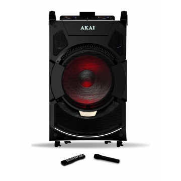 Akai Boxa portabila Akai DJ-S3HB, Bluetooth, 2 x microfon fara fir, telecomanda, 220 W RMS, Negru