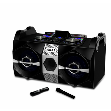 Akai Sistem Audio Portabil Akai, Dual Speaker System DJ-S1HB , 120 W, Bluetooth, 2 x microfon fara fir, telecomanda, USB, Negru