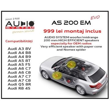 Pachet Audio difuzoare midrange usi fata 20” dedicat Audi cu montaj inclus