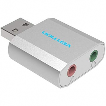 Placa De Sunet USB External Sound Card Silvery Metal Type Argintiu