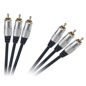 Cablu audio Cabletech KPO3843-1.5, 3 x RCA - 3 x RCA, lungime 1.5 m, gold edition