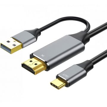 Cablu HDMI la USB type C 4K60Hz cu alimentare USB T-T 2m, ku31hdmi25