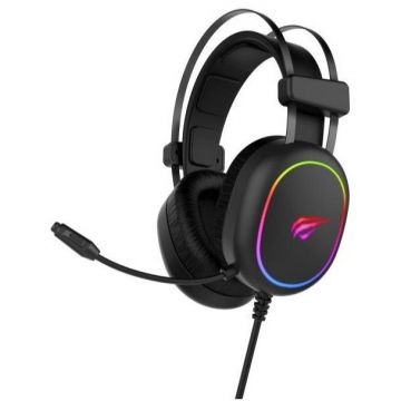 Casti Gamenote H2016d, RGB, microfon, conectori USB si jack 3.5 mm, Driver 50mm, Lungime cablu 2m, Negru