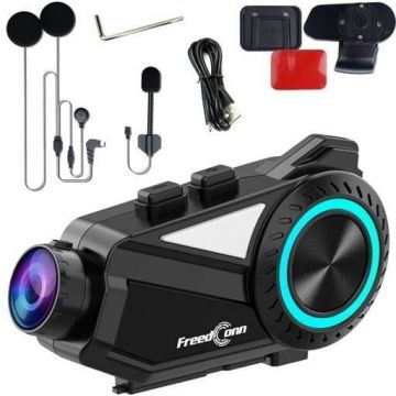 Casti Motocicleta R3 INtercom Video Recorder Negru