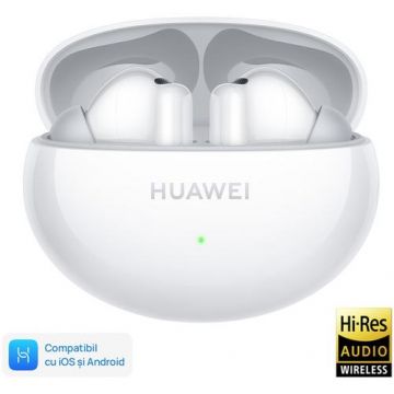 Casti True Wireless In-Ear Huawei FreeBuds 6i, Bluetooth, Hybrid ANC, Microfon, IP54, Multi connect (Alb)