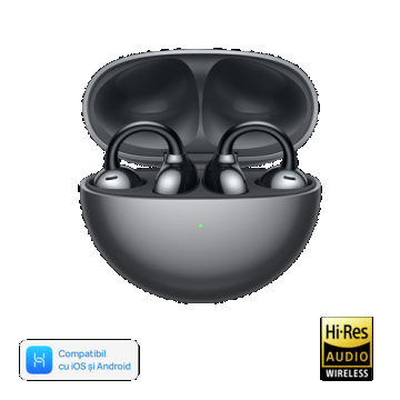 Casti True Wireless Open-Ear Huawei FreeClip, Bluetooth, Apeluri cu AI, IP54 (Negru)