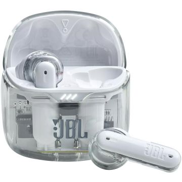 JBL Casti audio in ear JBL Tune Flex, True Wireless, Bluetooth, Active Noise Cancelling, IPX4, JBL Sound Fit, Alb Transparent