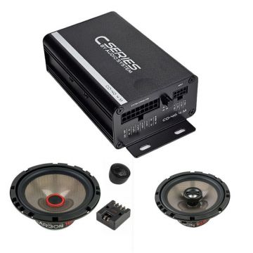 Pachet difuzoare component 4X40W fata + spate, cu amplificator CO-40.4, inele difuzoare si cablaje plug&play pe masina