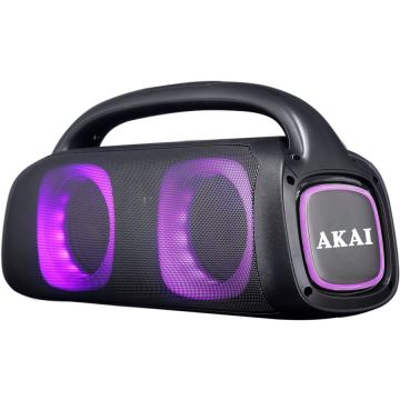 Akai Boxa portabila Akai ABTS-100, 60W, FM, Lumini RGB, card Micro SD, USB, AUX-IN