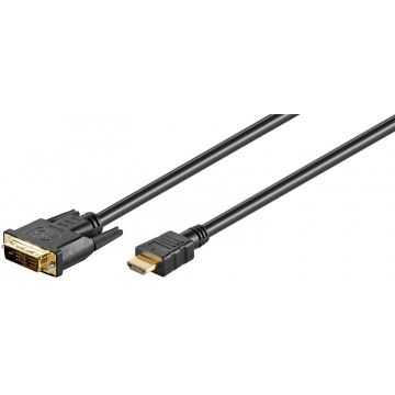 cablu hdmi-d 19p tata - dvi-d 18+1p single link tata 1m, aurit