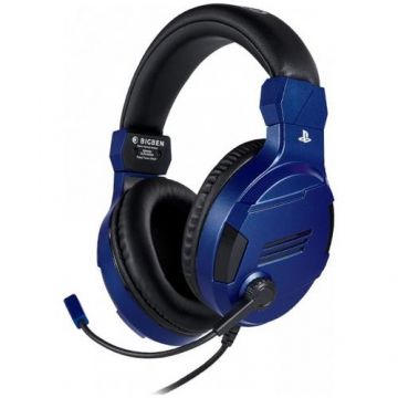 Casti Gaming Stereo BigBen Headset Licenta Sony Playstation, PC, Jack 3.5mm, Cablu 1.2m (Albastru)