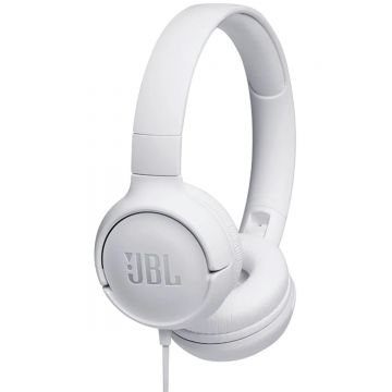 Casti On-Ear JBL Tune 500, Cu fir, Alb