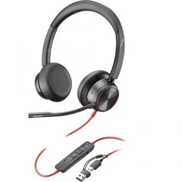 Casti Over the Ear Poly Blackwire 8225, Certificare Microsoft Teams, Wired, Negru