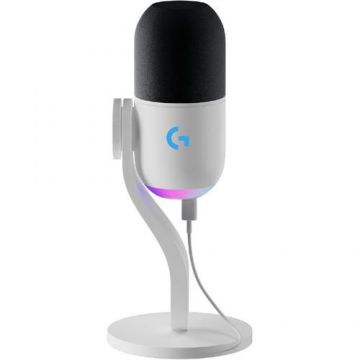 Microfon Gaming Logitech Yeti GX Dynamic RGB, LIGHTSYNC, Alb