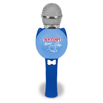 Microfon karaoke, Bontempi, Wireless, Include cablu de incarcare USB Type-C, Cu diverse functii vocale, 25x8x7 cm, 36 luni+, Blue