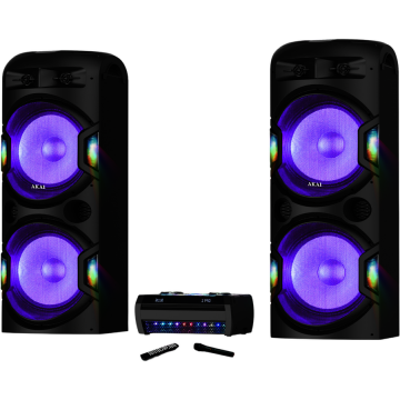 Akai Sistem Audio Akai Dual Speaker System Y5 cu amplificator, 2 microfoane, 480W RMS, Negru