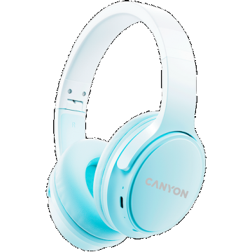 Casti Stereo Wireless CANYON OnRiff 4, Bluetooth 5.3, Autonomie 50 ore, Microfon (Albastru)