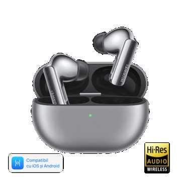 Casti True Wireless In-Ear Huawei FreeBuds Pro 3, Bluetooth, Pure Voice 2.0, ANC 3.0, Waterproof IP54 (Argintiu)