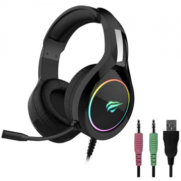 HAVIT Casti gaming 3D Surround, Havit GAMENOTE H2232D E-SPORTS, iluminare RGB, microfon ajustabil 360° cu noise cancelling, 2 x 3.5 Jack si USB, 2.2 m (H2232d)