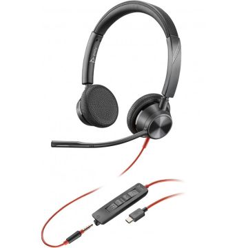 HP Căști Stereo USB-C Poly Blackwire 3325 + mufă de 3,5 mm + Adaptor USB-C/A 8X221AA