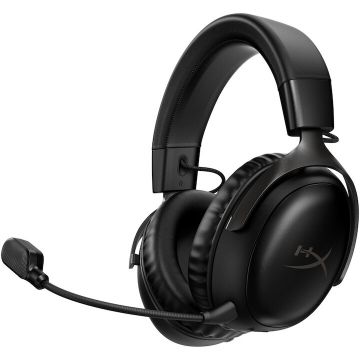 HP Casti gaming wireless HyperX Cloud III, DTS Headphone:X Spatial Audio, 2.4GHz, autonomie pana la 120 de ore, spuma cu memorie, microfon 10mm metal mesh si noise cancelling, PC/PS5/PS4/Switch, negru