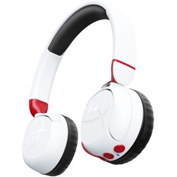 HP Casti gaming wireless HyperX Cloud Mini, PC/Nintendo Switch/controllere PS/Xbox/tablete, volum limitat la 85dB, Bluetooth/Jack 3.5 mm, autonomie pana la 25 de ore, alb