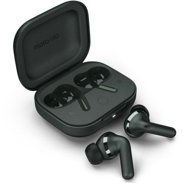 Motorola Casti bluetooth stereo MOTO Buds Plus Flute, Wireless Earbuds, Sound by Bose, Dolby Atmos, tip In-Ear, Forest Grey