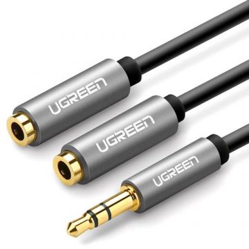 Adaptor Audio Splitter UGREEN Dual 3,5 mm mini jack AUX, 0.2 m, Argintiu