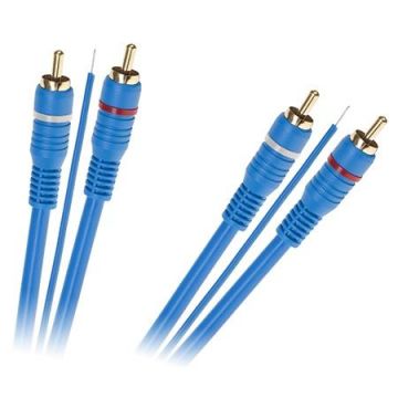 Cablu OEM KPO2669-5, 2XRCA TATA - 2XRCA TATA + Remote, 5 m (Albastru)