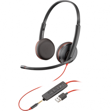 Casti Audio Blackwire 3225 Stereo USB-A cu Microfon Negru