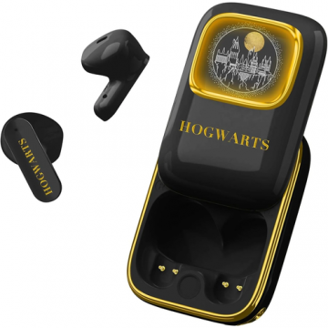 Casti True Wireless OTL Technologies HARRY POTTER HOGWARTS SLIDE, Bluetooth, Autonomie 6 ore, Control tactil, Microfon (Negru/Auriu)