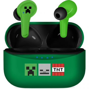 Casti True Wireless OTL Technologies MINECRAFT ICONS, Bluetooth 5.3, Microfon (Verde)