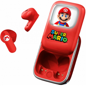 Casti True Wireless OTL Technologies SUPER MARIO SLIDE, Bluetooth, Autonomie 6 ore, Control tactil, Microfon (Rosu)