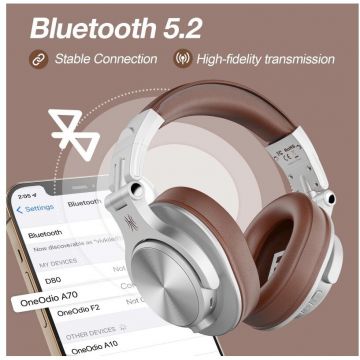 Casti Wireless Cu Fir Tip Over Ears Utilizare Multimedia DJ Conectare Bluetooth Argintiu