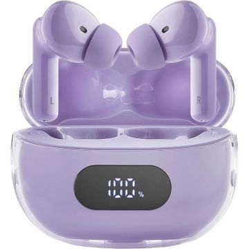 Intenso Căști wireless Intenso Buds Plus TWS T313AE cu anulare activă a zgomotului, ENC, Bluetooth și timp de redare a muzicii de până la 25 de ore, violet