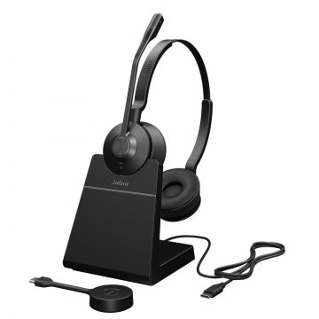 Jabra Casti Wireless Jabra Engage 55 UC Duo, USB Type-C, Microfon, Stand Negru