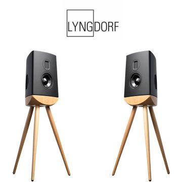 Lyngdorf Boxe High-End Lyngdorf CUE-100 Black, Steinway AMT Tweeter, PURIFI Technology, Oak base (pereche)