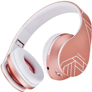 PowerLocus Casti Wireless Over-Ear Pentru Copii, PowerLocus P1, Protectie auz 85db, Microfon, Wireless, Bluetooth 5.3, Compatibilitate universala pentru iPhone, Android, Laptop, PC, Rose Gold