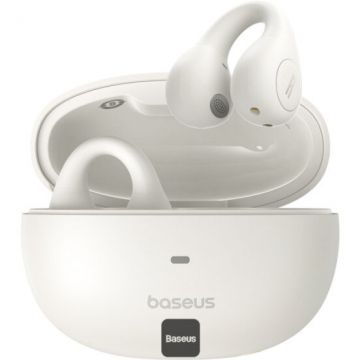 BASEUS CASTI Baseus AirGo AS01 Open-Ear TWS, pt smartphone, wireless, bluetooth 5.3, microfon pe casca, 25 ore durata baterie, alb