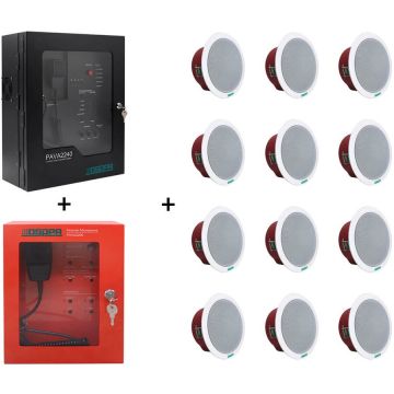 DSPPA Sistem Sonorizare de Evacuare EN54 240W DSPPA PAVA 2240 + microfon pompier + 12 x Boxe de tavan 10W