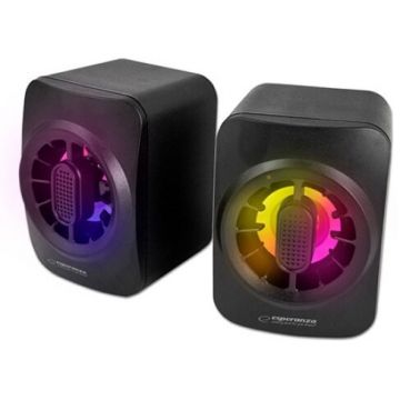 ESPERANZA Difuzoare Esperanza, 2.0, USB Led Rainbow Sakara, Negru