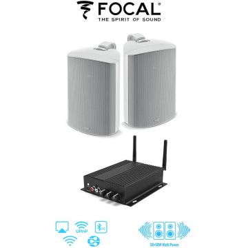 Focal Pachet sonorizare premium de Terasa cu RAKOIT SA100 si 2 boxe FOCAL 100 OD6 Alb, WiFi Streaming, Bluetooth